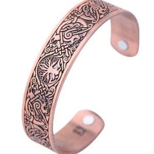 TREE OF LIFE CELTIC SCROLL KNOTS COPPER MAGNETIC OPEN BRACELET 40 B